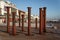BRIGHTON, EAST SUSSEX/UK - JANUARY 26 : Columns from the derelict West Pier in Brighton East Sussex on January