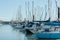 Brighton, England. Boats, yachts, and fishing boats moored at Brighton Marina docs