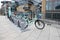 Brighton, Sussex, United Kingdom - March 7, 2020: Electric e-bikes for hire outside Brighton rail station