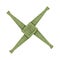 Brigid Cross made of green straw. Wiccan pagan symbol isolated element