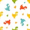 Brigt seamless pattern with cute dinos