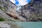 The Briksdalsbreen glacier in Norway. The lake with clear water