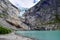 The Briksdalsbreen glacier in Norway. The lake with clear water