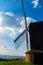 Brill, United Kingdom - 06 March 2020: Brill Windmill on top of the hill facing the sun, British 17th century mill, nice sunny