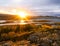 Brilliand Sunrise over National Park in Iceland