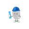 Brilliant Architect nitrospirae mascot design style with blue prints and helmet