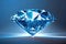 Brilliant Blue Diamond Radiating Light on a Blue Background