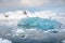 Brilliant blue iceberg floating in Antarctica waters