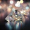 Brilliant diamonds on a dark background with bokeh.