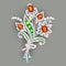 brilliant jewelry brooch in the shape of a bouquet of flowers with precious stones