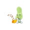 A brilliant musician of staphylococcus pneumoniae cartoon character playing a trumpet