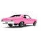 Brilliant pink restored vintage fast muscle car - rear side view