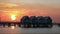 A brilliant red sunset at west australia`s busselton jetty