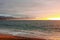 Brilliant sunset over the ocean and mountains, Bay of Banderas Mexico