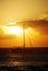 Brilliant Sunset with a Sailboat Silhouetted Against the Sky