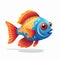 Brilliant tropical fish swimming in tank illustration