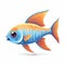 Brilliant tropical fish swimming in tank illustration