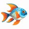 Brilliant tropical fish swimming in tank illustration