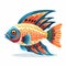 Brilliant tropical fish swimming in tank illustration