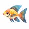 Brilliant tropical fish swimming in tank illustration