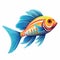 Brilliant tropical fish swimming in tank illustration