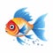 Brilliant tropical fish swimming in tank illustration