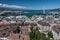 Brilliant view of Geneva with the famous high fountain and old buildings, Switzerland