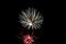 Brilliant White Fireworks and Red Burst of Light