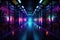 A brilliantly lit long hallway adorned with an array of vibrant lights in various colors, Data Center Server Room, Network