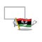 Bring board flag libya mascot shaped on character