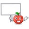 Bring board nectarine with leaf isolated on cartoon