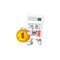 Bring coin white calculator cartoon character with mascot