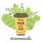 Bring your own cup lettering text Reusable concept Eco friendly Recycle logo mug green leaves vector design