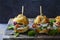 Brioche buns with salmon and salad