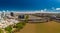 BRISBANE, AUS - Mar 19 2019: Brisbane and Southbank aerial view with William jolly and Kurilpa bridges, Queensland, Australia