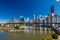 BRISBANE, AUS - MAY 12 2015: Ferry boat under Story Bridge in Br