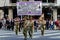 BRISBANE, AUSTRALIA - APR 25 2014: A soldier carrying survey equipment marches  past crowds in Brisbane`s annual Anzac Day Parade