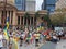 Brisbane, Australia - March 6, 2022: Peaceful gathering and rally demonstration at King Geoge Square from the Ukrainian Community