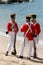 BRISBANE, AUSTRALIA - SEPTEMBER 16 : Unidentified men in soldier re-enactment costume milling as part of the Redcliffe First