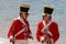 BRISBANE, AUSTRALIA - SEPTEMBER 16 : Unidentified men in soldier re-enactment costume milling as part of the Redcliffe First