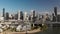 Brisbane city with CBD and Story Bridge, aerial drone panoramic