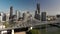 Brisbane city with CBD and Story Bridge, aerial drone panoramic