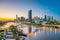 Brisbane city skyline and Brisbane river at twilight