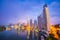 Brisbane city skyline and Brisbane river at twilight