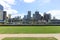 Brisbane, South Bank, Australia cityscape on sunny bright day