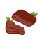 Brisket. Meat delicatessen on white background. Slices of barbecue beef brisket. Simple flat style vector illustration.