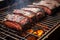 brisket slices being served from a smoker grill