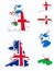 Britain flags on 3d map