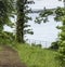 Britannia Bridge from path on Anglesey in Wales