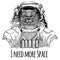 Brithish noble cat Male Astronaut. Space suit. Hand drawn image of lion for tattoo, t-shirt, emblem, badge, logo patch
